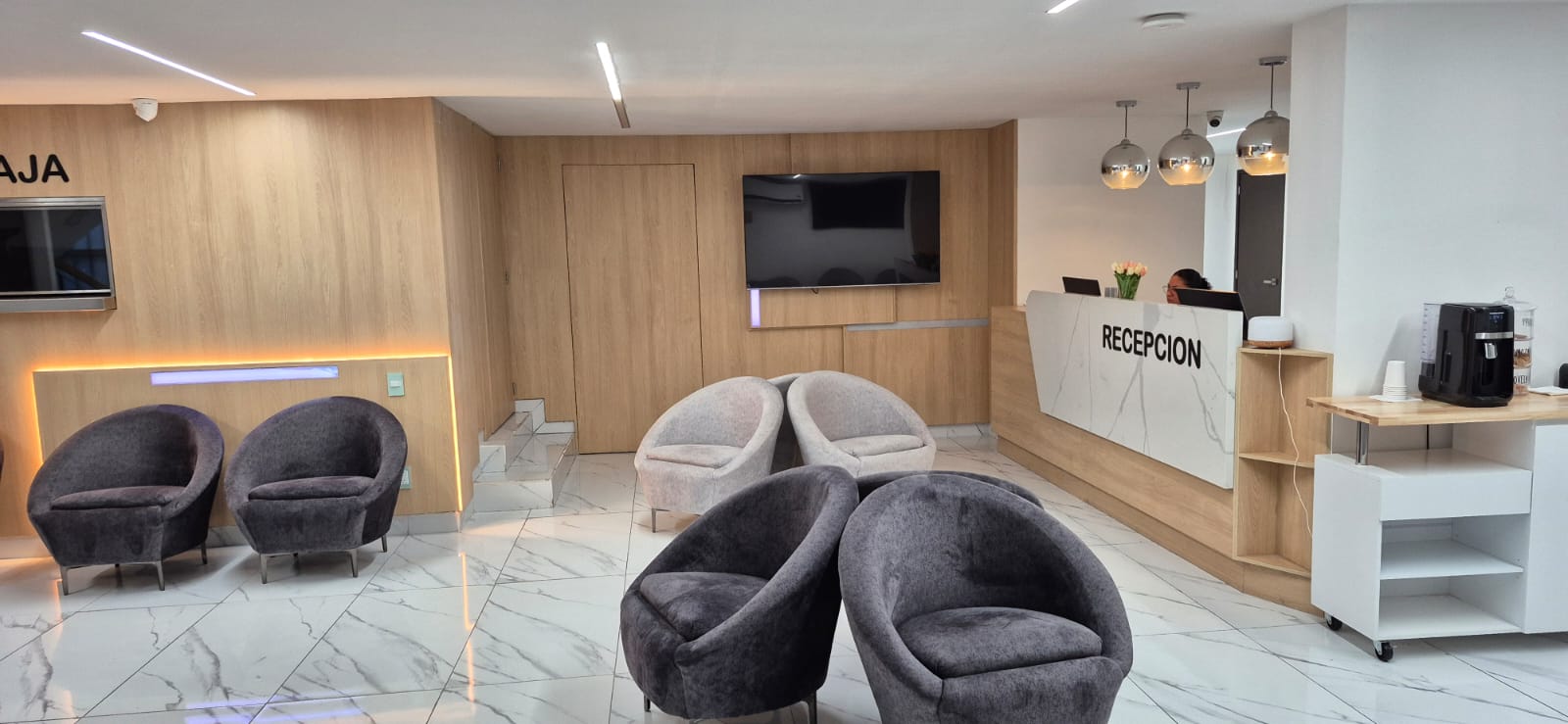 Sala de espera y recepción contemporánea realizada por CarpyMobi