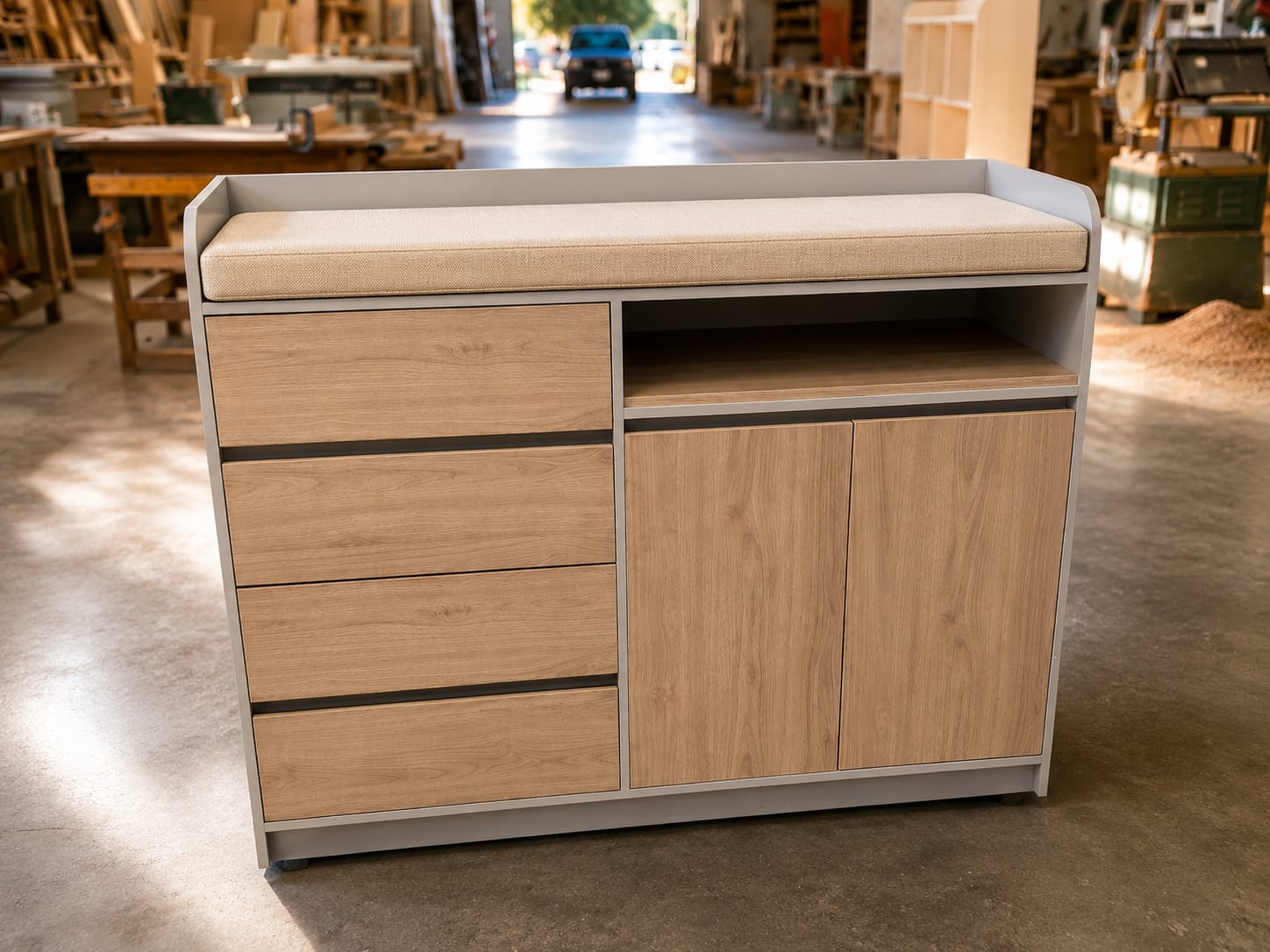 Credenza móvil vista de frente fabricada por CarpyMobi